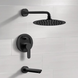 Tub and Shower Faucet Matte Black Tub and Shower Faucet Set With Rain Shower Head Remer TSF42